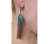 Longues boucles d'oreilles boho orientales rétro pour femmes, vieil or, métal, 10 cm