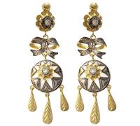 Longues boucles d'oreilles cubaines en argent sterling 925 plaqué or de 6 cm.