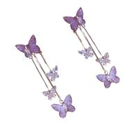 Longues boucles d'oreilles élégantes à pompons avec motifs papillon symbolisant la paix et la beauté pour les femmes à la mode faites à la main