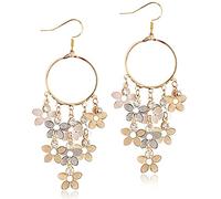 Longues boucles d'oreilles pendantes bohème pour femme - Boucles d'oreilles créoles colorées à pampilles en forme de fleur pour un usage quotidien et une fête