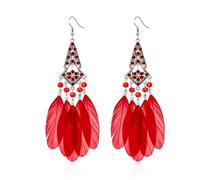 Longues boucles d'oreilles pendantes en plumes multicolores pour femme