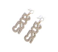 Longues boucles d'oreilles polyvalentes 2025 pour femme avec cristaux et strass, accessoire de bijoux pour un look élégant et moderne, boucles d'oreilles du Nouvel An, taille unique, Comme décrit