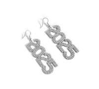 Longues boucles d'oreilles polyvalentes 2025 pour femme avec cristaux et strass, accessoire de bijoux pour un look élégant et moderne, boucles d'oreilles du Nouvel An, taille unique, Comme décrit