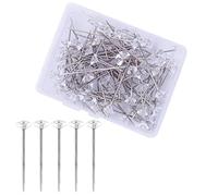 Longues Épingles Droites,100 Épingle à Tete de Diamant Épingles Droites Pins Effacer Épingles Diamant pour Fleur Couture Bricolage Décoration de Bijoux avec boîte en plastique (38mm)