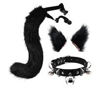 Longues Oreilles de Chat En Fourrure et Queue de Chat En Ensemble de Tour de Cou Kitty Cosplay Costume Kits - Le