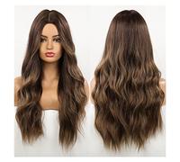 Longues perruques à ondes de corps ombre Perruques synthétiques brunes noires compatible with femmes Afro American Pièce centrale Partie Cosplay Utilisez quotidiennement résistant la chaleur(LC179-1)
