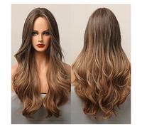 Longues perruques à ondes de corps ombre Perruques synthétiques brunes noires compatible with femmes Afro American Pièce centrale Partie Cosplay Utilisez quotidiennement résistant la chaleur(LC5101-1)