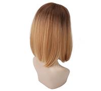 Longueur d'épaule Droite élégante avec une Couleur Mixte Progressive, Mettre en Surbrillance la Perruque Bob pour les Femmes à Usage Quotidien, Fibre de Chaleur Synthétique