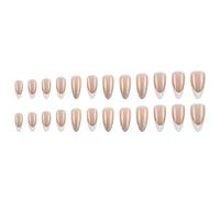 Longueur Moyens Faux Ongles Blanc Français Pointe En Acrylique Ongles Couvertures Pleines Bâtons Sur Les Clous Appuyant Étincelant Sur Des Clous Pour Femmes Blanc Français False Ongle Moyenne