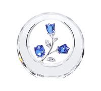 LONGWIN Figurines de Fleurs de Tulipes en Cristal avec Anneau Circulaire extérieur, Bouquet de Printemps en Verre, Figurines de Collection pour décoration d'intérieur, Presse-Papier (Bleu Cobalt)
