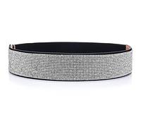 Longwu Ceinture en Strass à Paillettes Scintillantes pour Femmes Ceintures de Taille Extensibles Larges Ceintures Élastiques Argentées pour Robe de Soirée pour Femmes