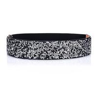 Longwu Ceinture en Strass à Paillettes Scintillantes pour Femmes Ceintures de Taille Extensibles Larges Ceintures Élastiques Argentées pour Robe de Soirée pour Femmes