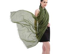 Longwu coton lin solide foulard wrap châles pour femmes dames (100 cm x 190 cm) Super grande taille-pour toutes les saisons cadeaux de Noël