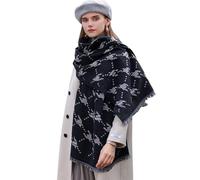 Longwu Écharpe Tartan en Laine de Cachemire Pied-de-Poule pour Femmes - Doux Chaud Grande Longue Châle et Wrap en Automne Hiver - Cadeaux pour Dames