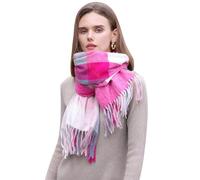 Longwu Femmes Tartan écossais Multicolore Dames écharpe et châle Wrap Cachemire Sensation Hiver Doux Chaud Longues Grandes écharpes, Thanksgiving