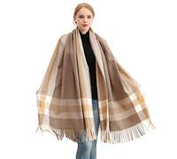 Longwu les femmes doux cachemire écharpe en laine de grandes pashminas châle et enroule chaleureuse a volé couverture Couleur caramel