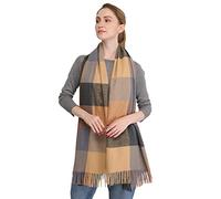 Longwu les femmes doux cachemire écharpe en laine de grandes pashminas châle et enroule chaleureuse a volé couverture Noir&Chameau