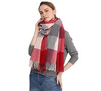 Longwu les femmes doux cachemire écharpe en laine de grandes pashminas châle et enroule chaleureuse a volé couverture Vin rouge 2