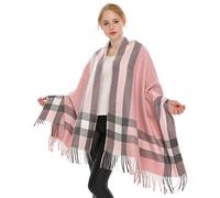 Longwu les femmes doux cachemire écharpe en laine de grandes pashminas châle et enroule chaleureuse a volé couverture Rose 2