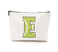 LONGXIN Trousse de maquillage personnalisée avec initiale A-Z - Trousse de toilette avec monogramme - Cadeau pour femmes, filles, amis, entraîneurs, joueurs d'équipe, tennis, 7*9in, E
