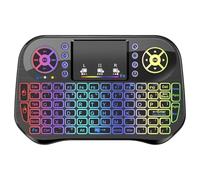 LONGYI i10 Mini Clavier sans Fil Smart TV Clavier Mini sans Fil Rétroéclairé avec Souris Touchpad, Bluetooth et 2,4 GHz USB Keyboard pour Android TV Box/HTPC/Pad/Notebook/Projector