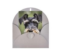 Longzehao Adorable carte de vœux de vacances en papier nacré avec imprimé schnauzer pour Noël, anniversaire, Thanksgiving
