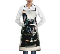 Longzehao Adorable tablier de chef de poche imprimé bouledogue français pour homme et femme, résistant à l'eau et à l'huile.