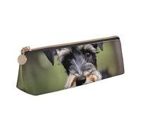 Longzehao Adorable trousse triangulaire simple à imprimé schnauzer pour fournitures de bureau, cosmétiques, articles de toilette, Blanc, One Size, Art déco.