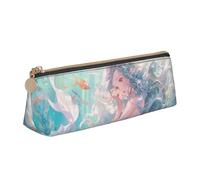 Longzehao Belle Sirène Impression Simple Triangle Stylo Case Sac de Rangement pour Fournitures de Bureau, Cosmétiques, Articles de Toilette, Blanc, Taille unique, Art Déco, white-417, One size, Art