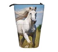 Longzehao Blanc Étalon Imprimer Télescopique Crayon Sac Porte-Stylo Porte-Stylo Pop Up Sac De Rangement, Debout Portable Pen Case, Noir, Taille Unique, Noir, One size