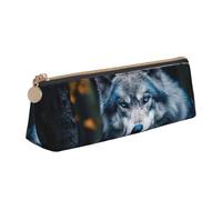 Longzehao Blue Eyes Wolf1 Trousse de rangement triangulaire simple pour fournitures de bureau, cosmétiques, articles de toilette, Blanc, One Size, Art déco.