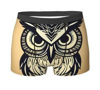 Longzehao Boxer pour homme avec imprimé hibou mignon - En microfibre stretch - Pour homme - Pour un usage quotidien, Noir, M