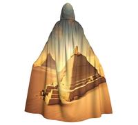 Longzehao Cape à capuche unisexe pour adulte, imprimé pyramide égyptienne dans le désert pour cosplay, Halloween, carnaval