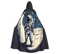 Longzehao Cape à capuche unisexe pour adulte, motif astronaute sur la lune, pour cosplay, Halloween, carnaval