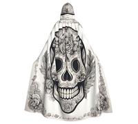 Longzehao Cape à capuche unisexe pour adulte, motif tête de mort mexicaine, pour cosplay, Halloween, carnaval