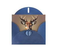 Longzehao Carte de vœux en papier nacré avec impression tête de cerf pour Noël, anniversaire, Thanksgiving