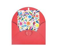 Longzehao Carte de vœux en papier nacré avec imprimé animaux Otomi mexicains pour Noël, anniversaire, Thanksgiving