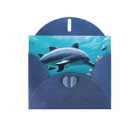 Longzehao Carte de vœux en papier nacré avec imprimé dauphins et corail pour Noël, anniversaire, Thanksgiving