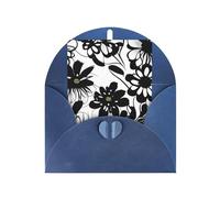 Longzehao Carte de vœux en papier nacré avec imprimé fleurs noires et blanches pour Noël, anniversaire, Thanksgiving