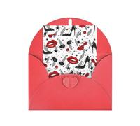 Longzehao Carte de vœux en papier nacré avec lèvres et talons hauts pour Noël, anniversaire, Thanksgiving