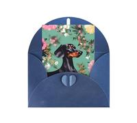 Longzehao Carte de vœux en papier nacré avec motif teckel et fleurs pour Noël, anniversaire, Thanksgiving