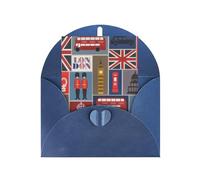 Longzehao Carte de vœux en papier nacré avec symboles de l'Angleterre pour Noël, anniversaire, Thanksgiving