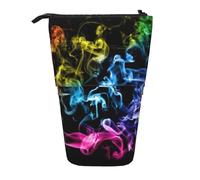 Longzehao Coloré Fumée Impression Télescopique Crayon Sac Porte-Stylo Porte-Stylo Pop Up Étui, Stand Portable Pen Case, Noir, Taille Unique, Noir, One size