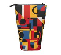 Longzehao Composition en rouge jaune bleu et noir impression télescopique sac à crayons porte-stylo sac de rangement, étui à stylo portable debout, noir, taille unique, Noir, One size