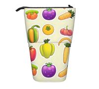 Longzehao Dessin animé Légumes Fruits Impression Télescopique Crayon Sac Porte-Stylo Porte-Stylo Étui de Rangement, Stand Portable Pen Case, Noir, Taille Unique, Noir, One size