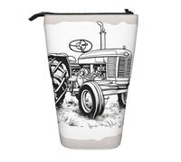 Longzehao Dessin Animé Tracteur Impression Télescopique Crayon Porte-Stylo Boîte de Rangement Pop Up, Porte-Crayon Portable Stand, Noir, Taille Unique, noir, One Size