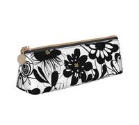 Longzehao Étui à crayons triangulaire simple imprimé floral noir et blanc pour fournitures de bureau, cosmétiques, articles de toilette, blanc, taille unique, art déco, white-417, One size, Art Déco