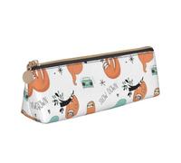 Longzehao Étui à stylo triangulaire simple imprimé paresseux marron pour fournitures de bureau, cosmétiques, articles de toilette, blanc, taille unique, art déco, white-417, One size, Art Déco