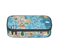 Longzehao Grande capacité avec compartiment de rangement pour fournitures de bureau Motif carte de Grèce