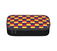 Longzehao Grande capacité avec compartiment imprimé drapeau de la Roumanie - Trousse de rangement pour fournitures de bureau, Noir/blanc, One Size, Art déco.